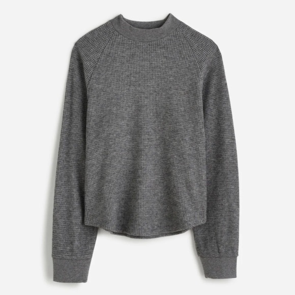 Madewell Waffle-Knit Long-Sleeve Crewneck Tee gray 47120 - Picture 1 of 16